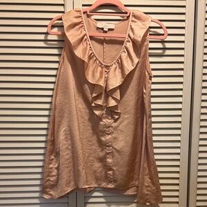 LOFT Women's Peach Blush Ruffle Blouse